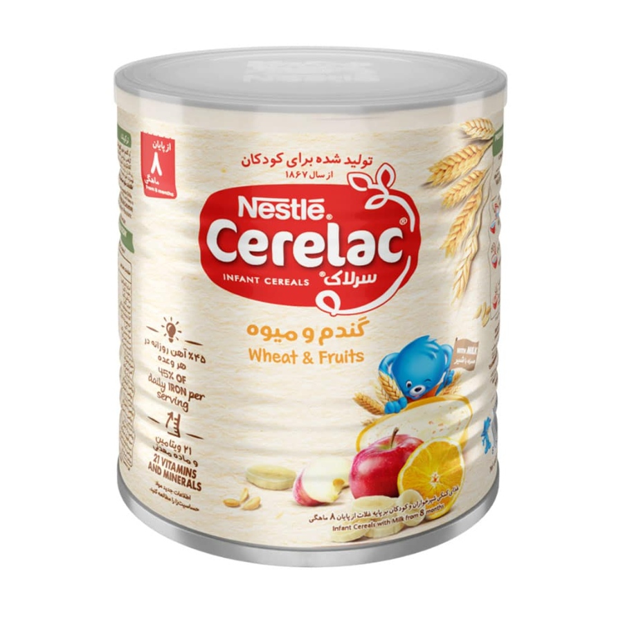 سرلاک گندم و میوه به همراه شیر