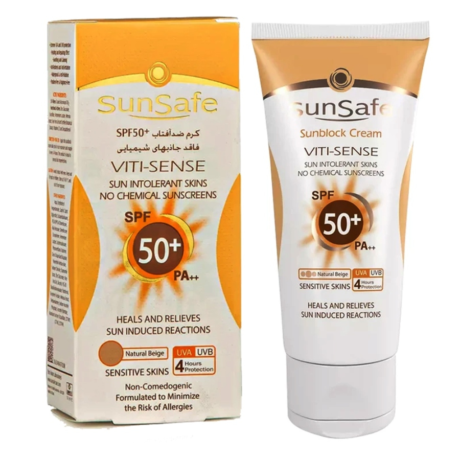 کرم ضد آفتاب SPF50 فاقد جاذب های شیمیایی