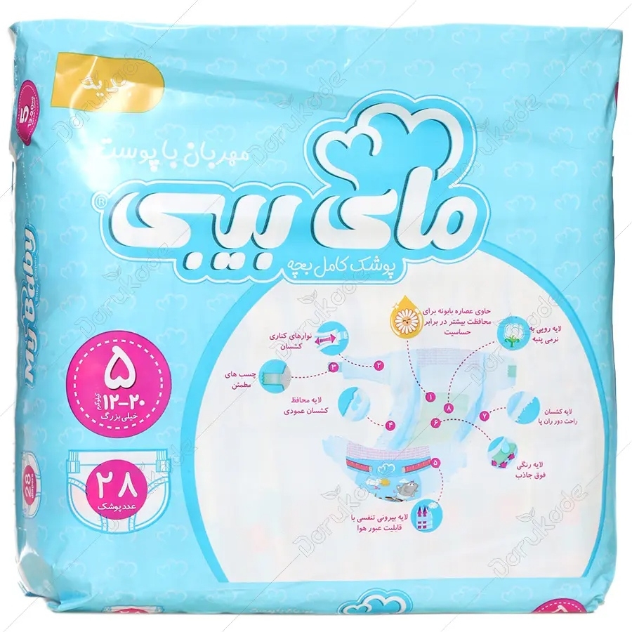 پوشک چسبی سایز 5 خیلی بزرگ 28 عددی